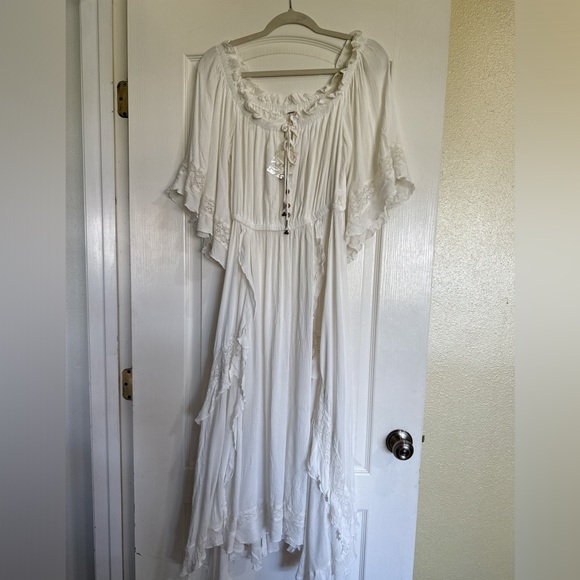 Free People Beach Bliss Maxi Dress Ivory Boho Cottagecore Peasant NWT Sz S - Picture 6 of 15
